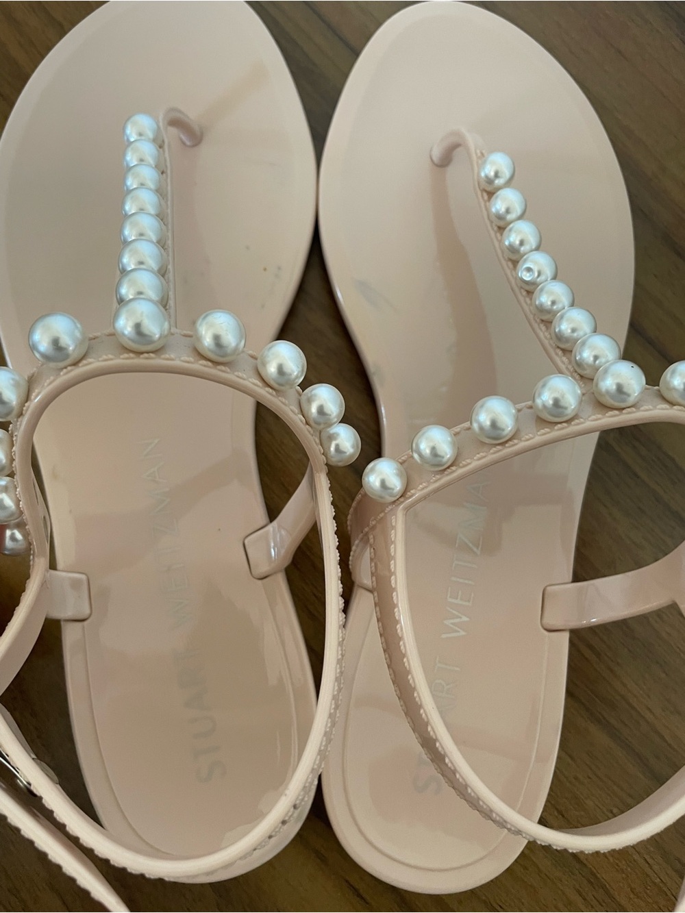 STUART WEITZMAN Goldie Pearl Jelly Sandals Size 7 Nude Blush - Picture 10 of 15